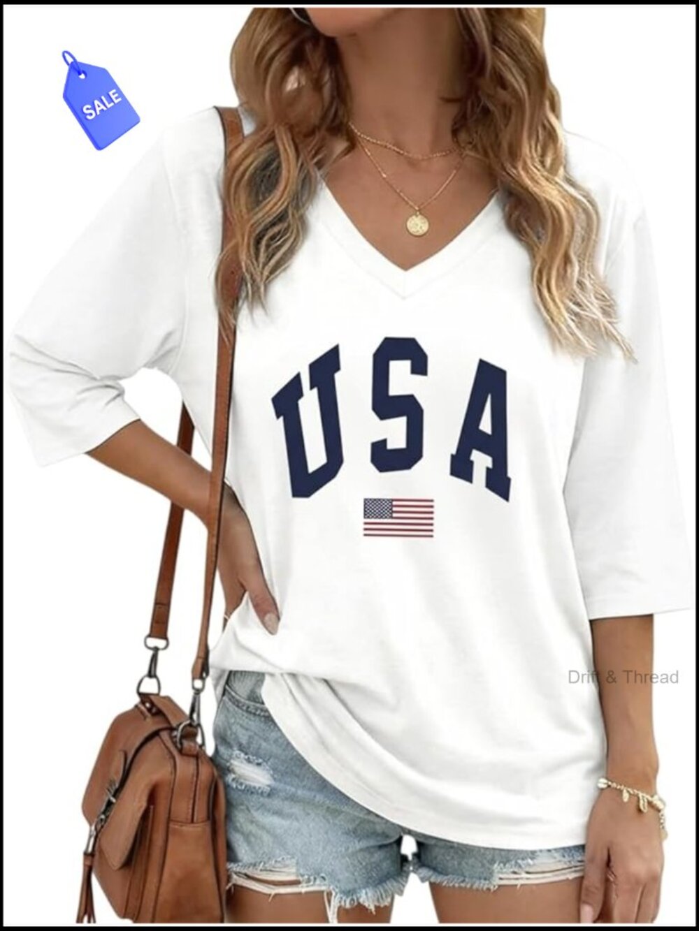 Cute Summer Graphic Tee V-Neck Half Sleeve Loose Fit Tops